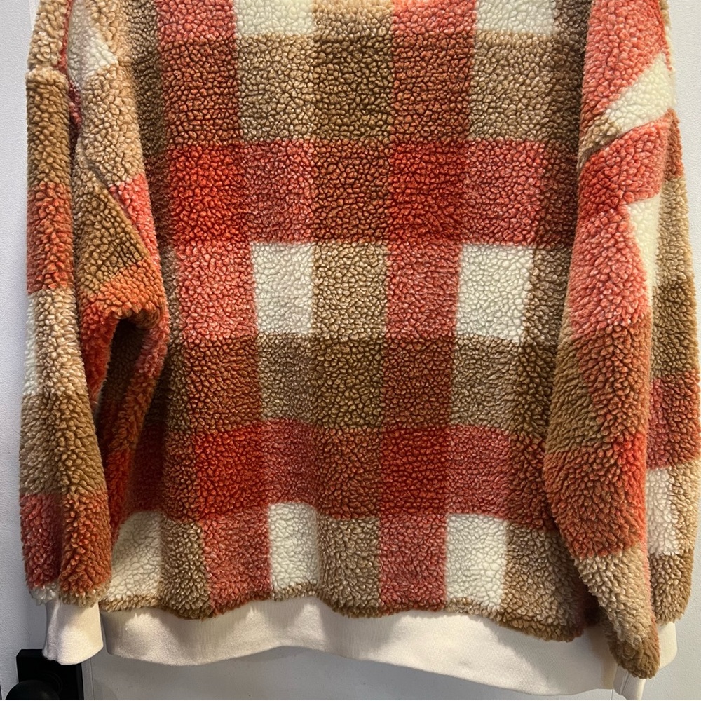 BiBi Plaid Teddy Bear Fleece Crewneck Sweatshirt. Size XL. - Picture 6 of 12